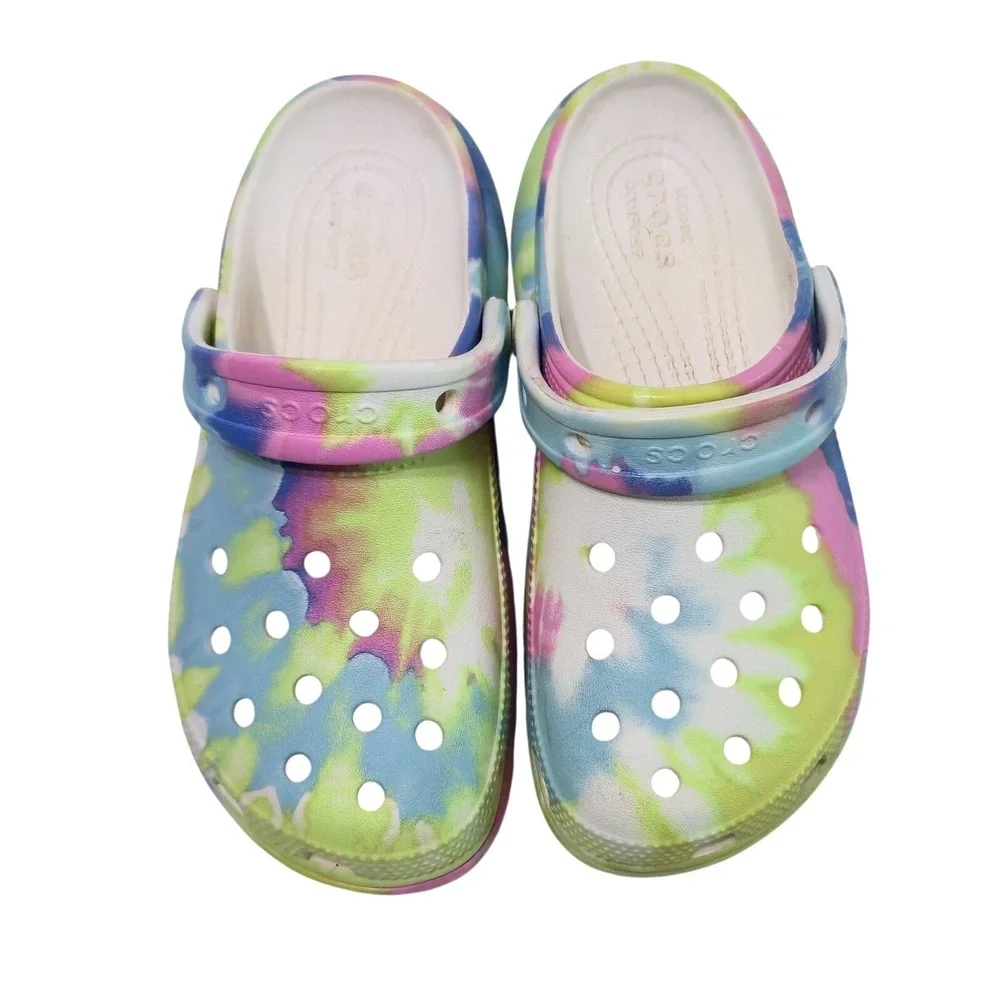 Crocs Classic Platform Graphic‎ Tie Dye Comfort Clog 207151 Chunky Womens Size 4